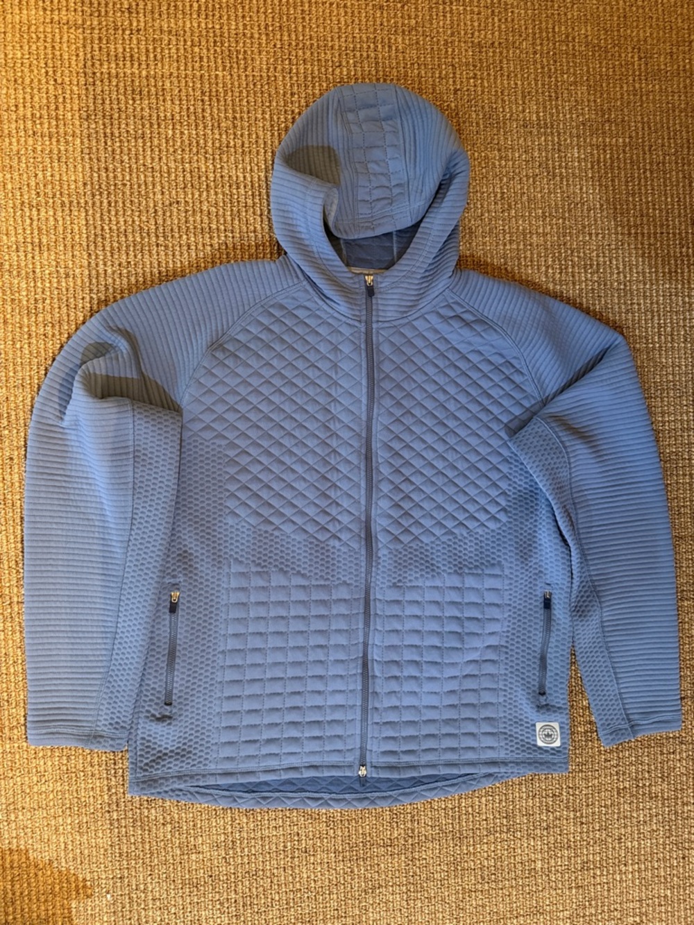Peter Millar XL Quilted Light Blue Hooded Zip-Up Golf Jacket